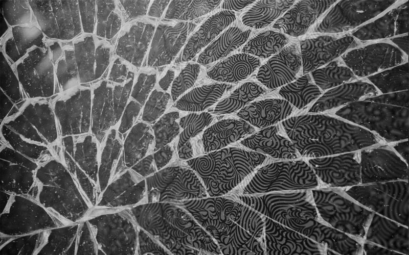 Cracked Glass Surface — Black, Abstract