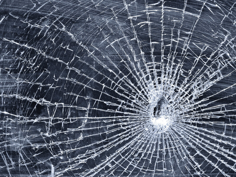 Cracked Glass Surface — Black, Dramatic, Photograph, Crack