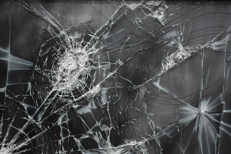 Cracked Glass Surface — Black, Dramatic, Photograph, Cracks, Shards
