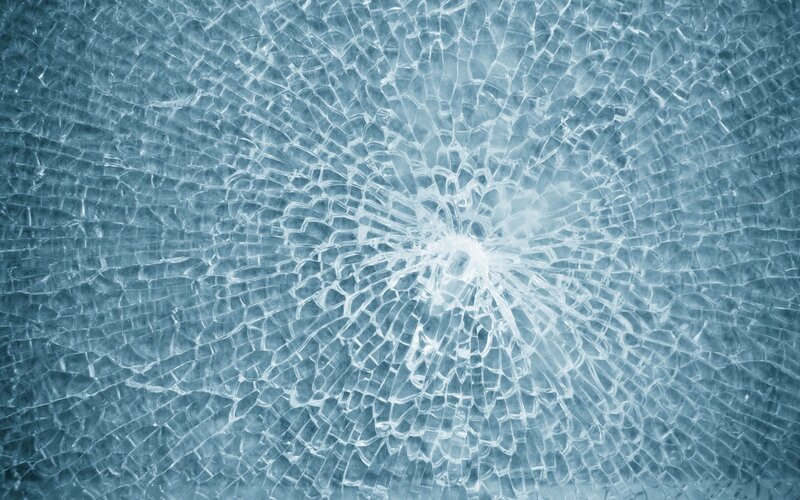 Cracked Glass Surface — Blue, Dramatic, Photograph