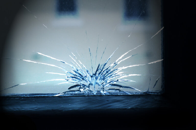 Cracked glass window