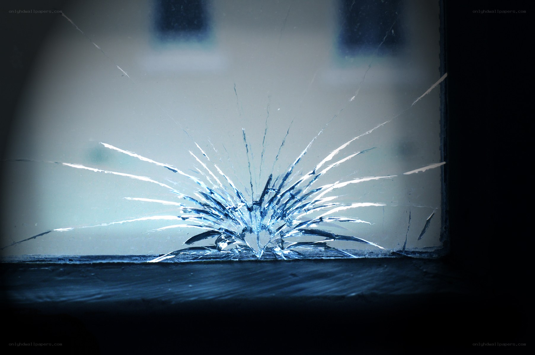 Cracked glass window