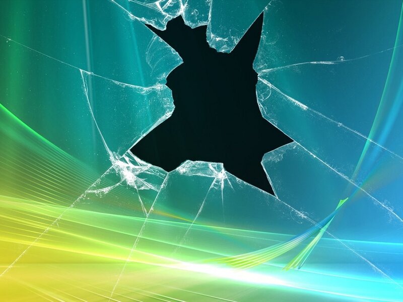 cracked glass with colorful background