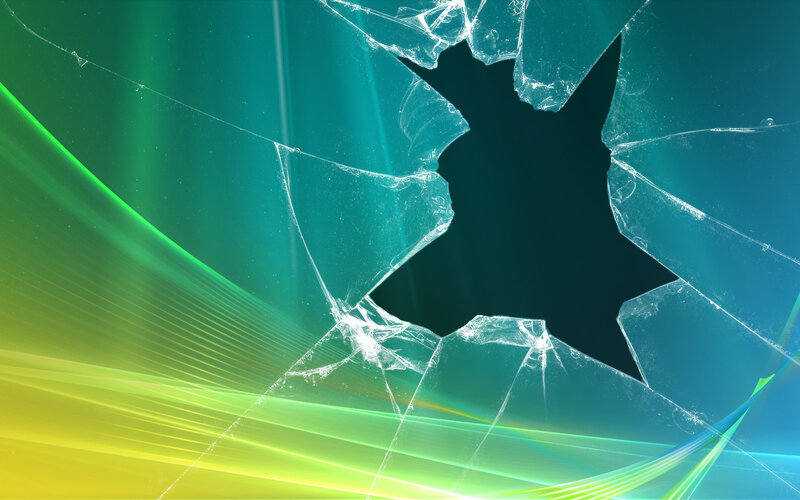 cracked glass with colorful background
