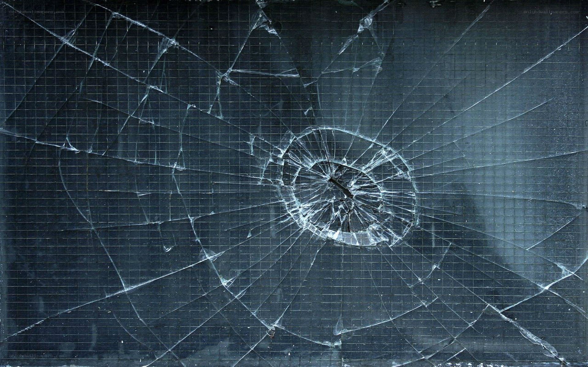 cracked glass with impact damage