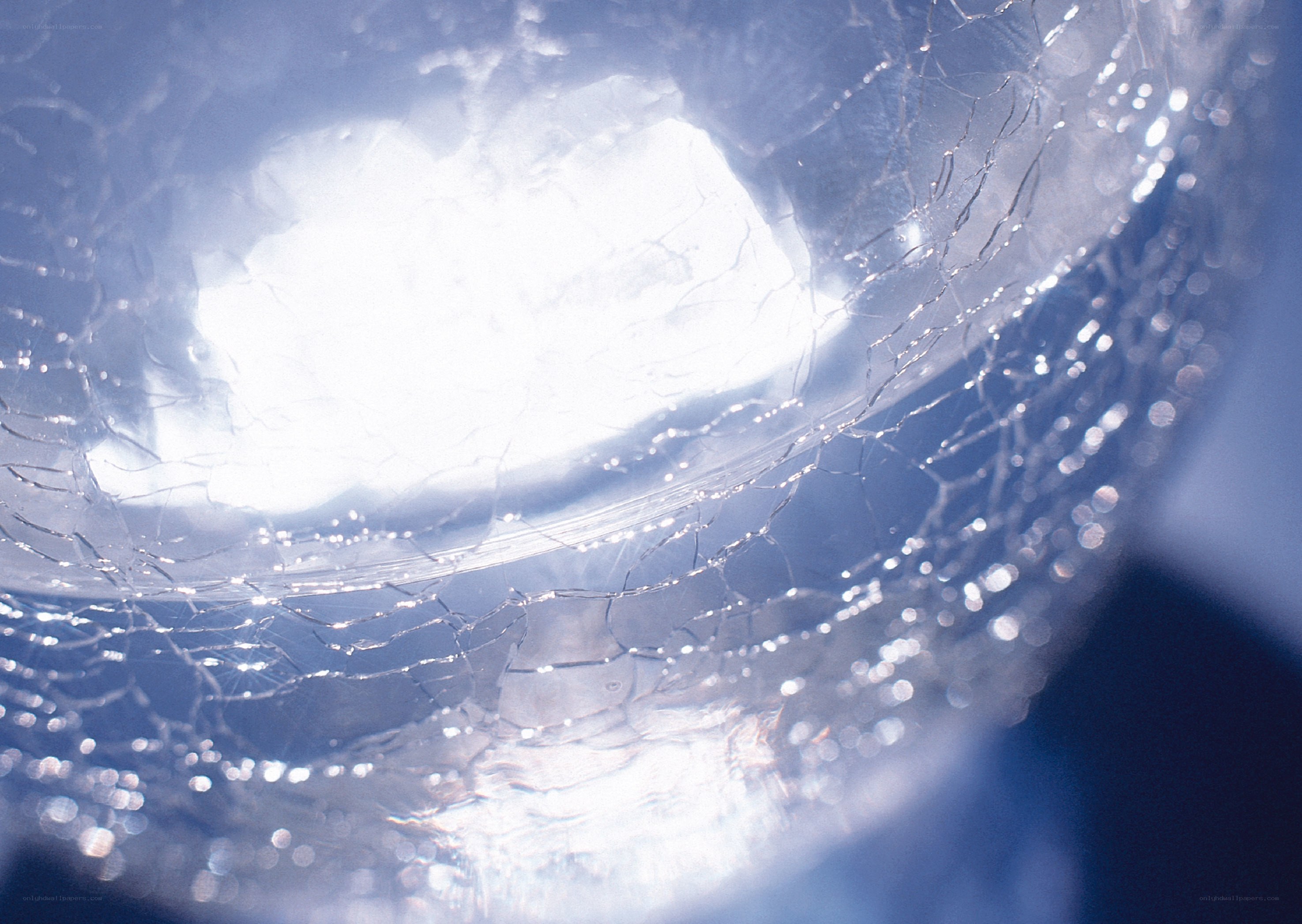 cracked glass with light