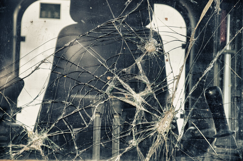 Cracked glass with silhouette