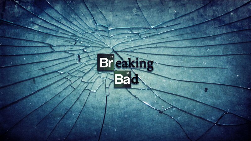 Cracked Glass with Text — Blue