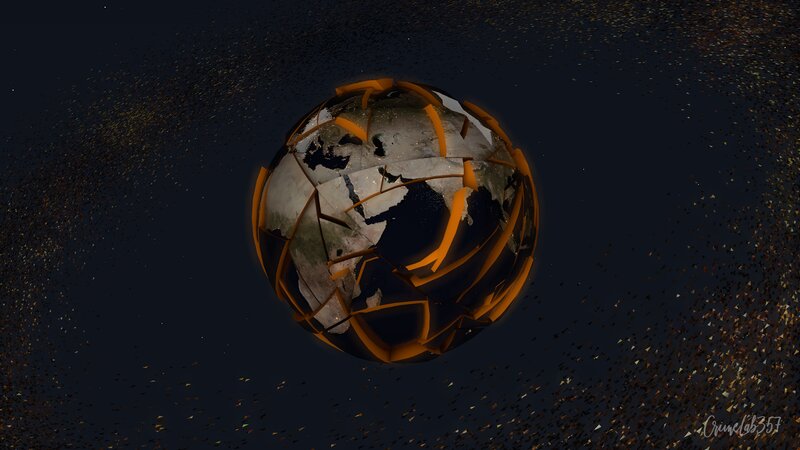 Cracked Globe in Space