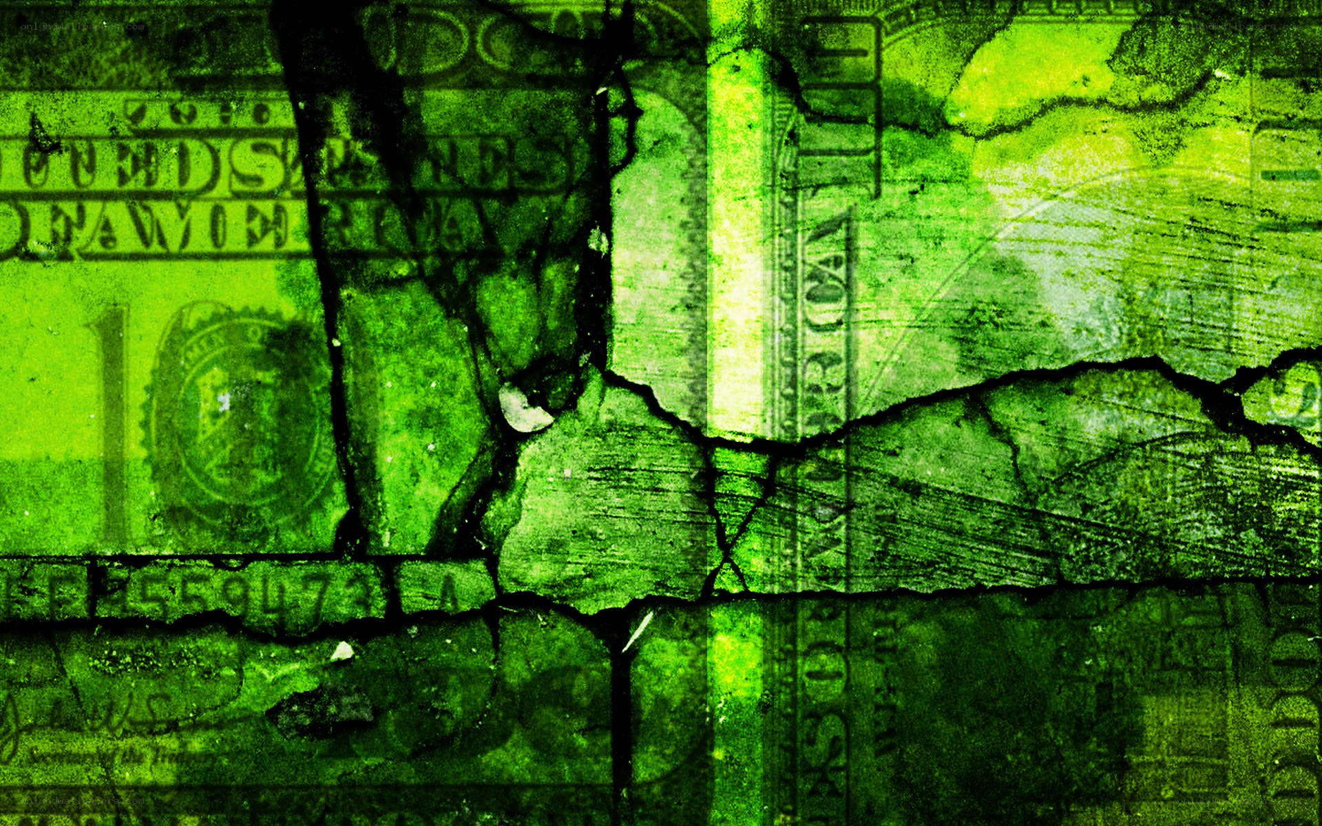 cracked green dollar bill