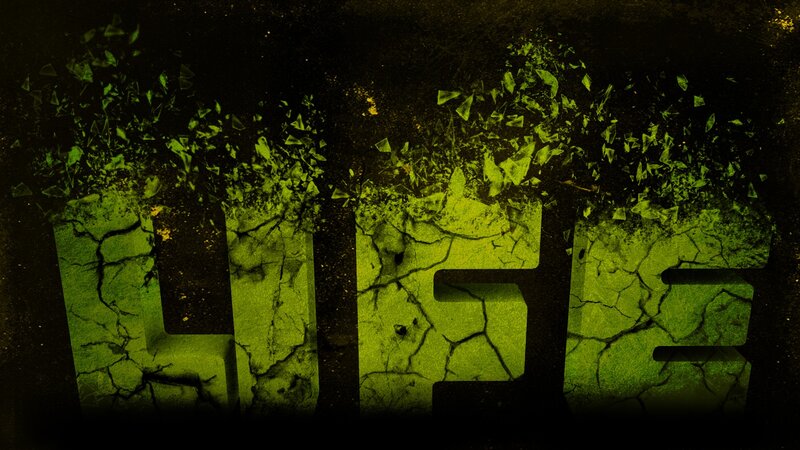 cracked green text design