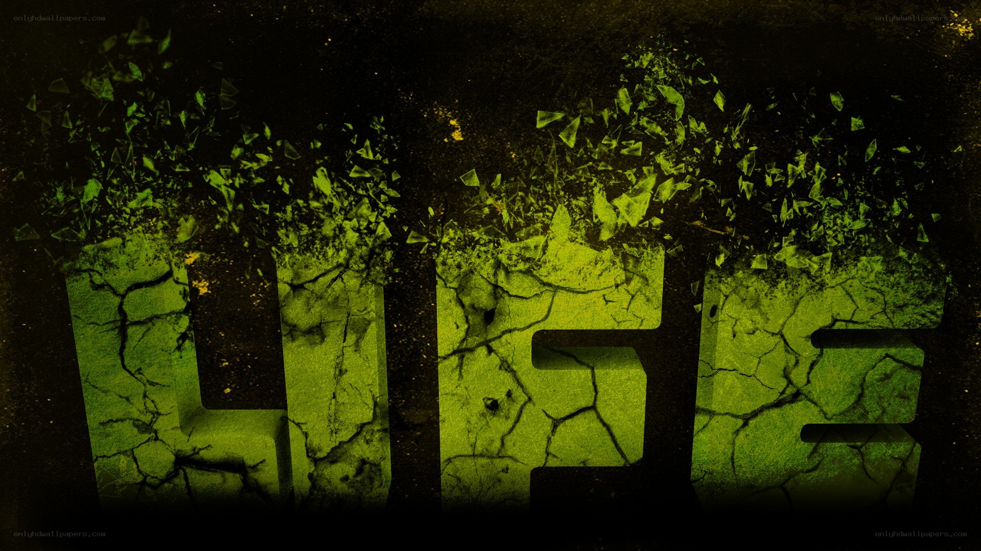 cracked green text design