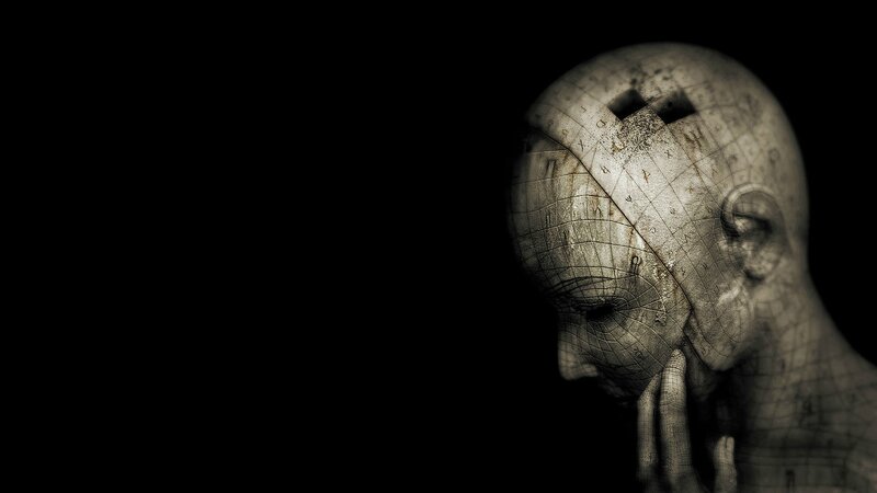 Cracked Head Sculpture — Black