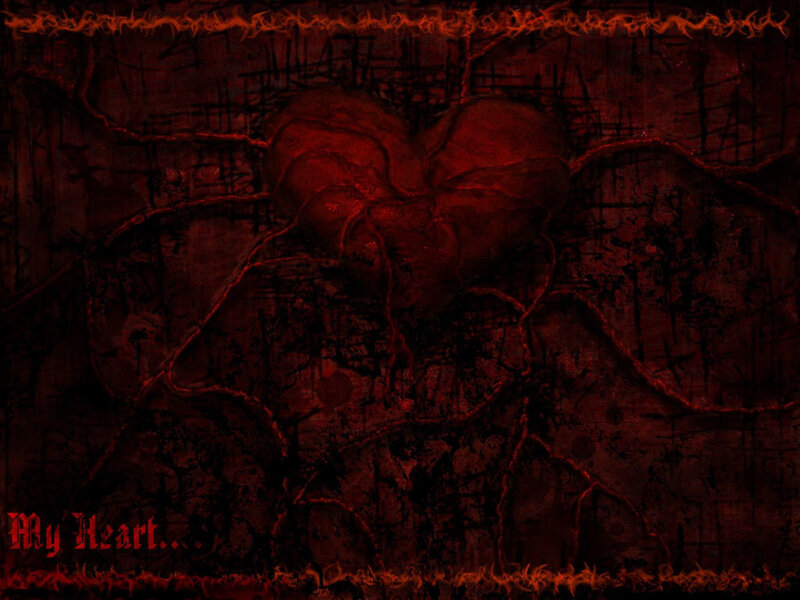 cracked heart in dark red
