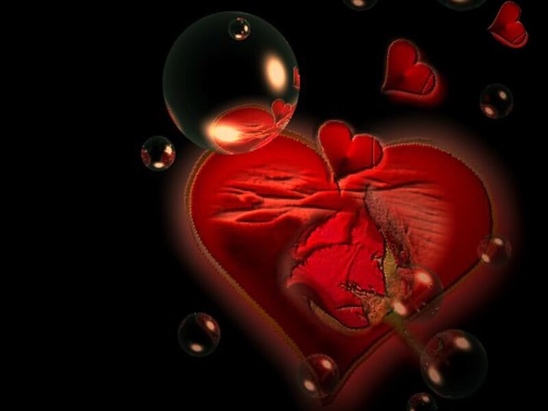 cracked heart with bubbles