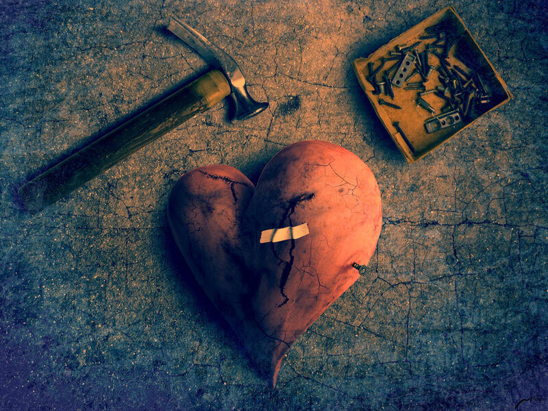 Cracked Heart with Tools
