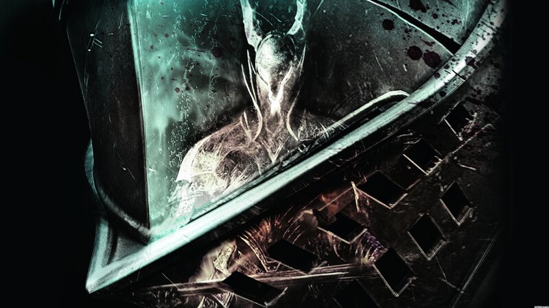 Cracked Helmet with Ghostly Figure