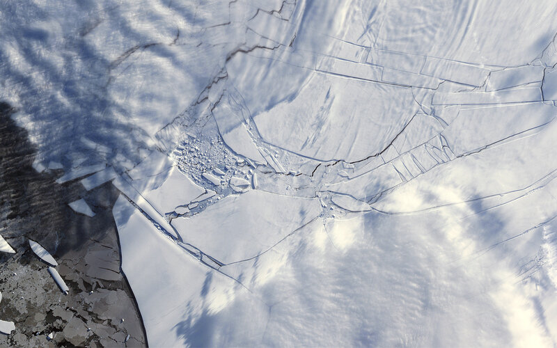 Cracked ice field from above