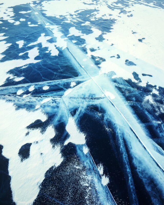 Cracked Ice Surface — Blue, Cold, Winter