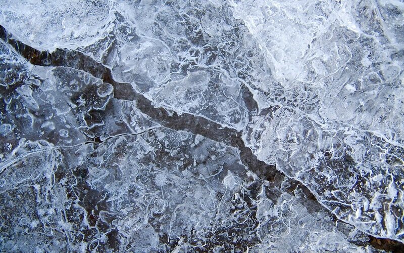Cracked Ice Surface — White, Cold, Winter, Photograph, Cracks