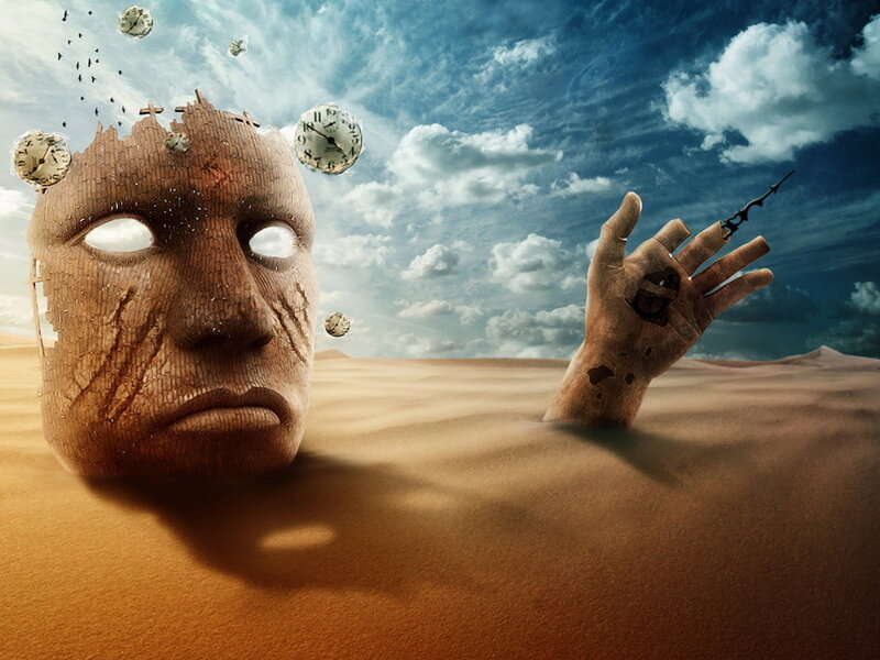 Cracked Mask in Desert