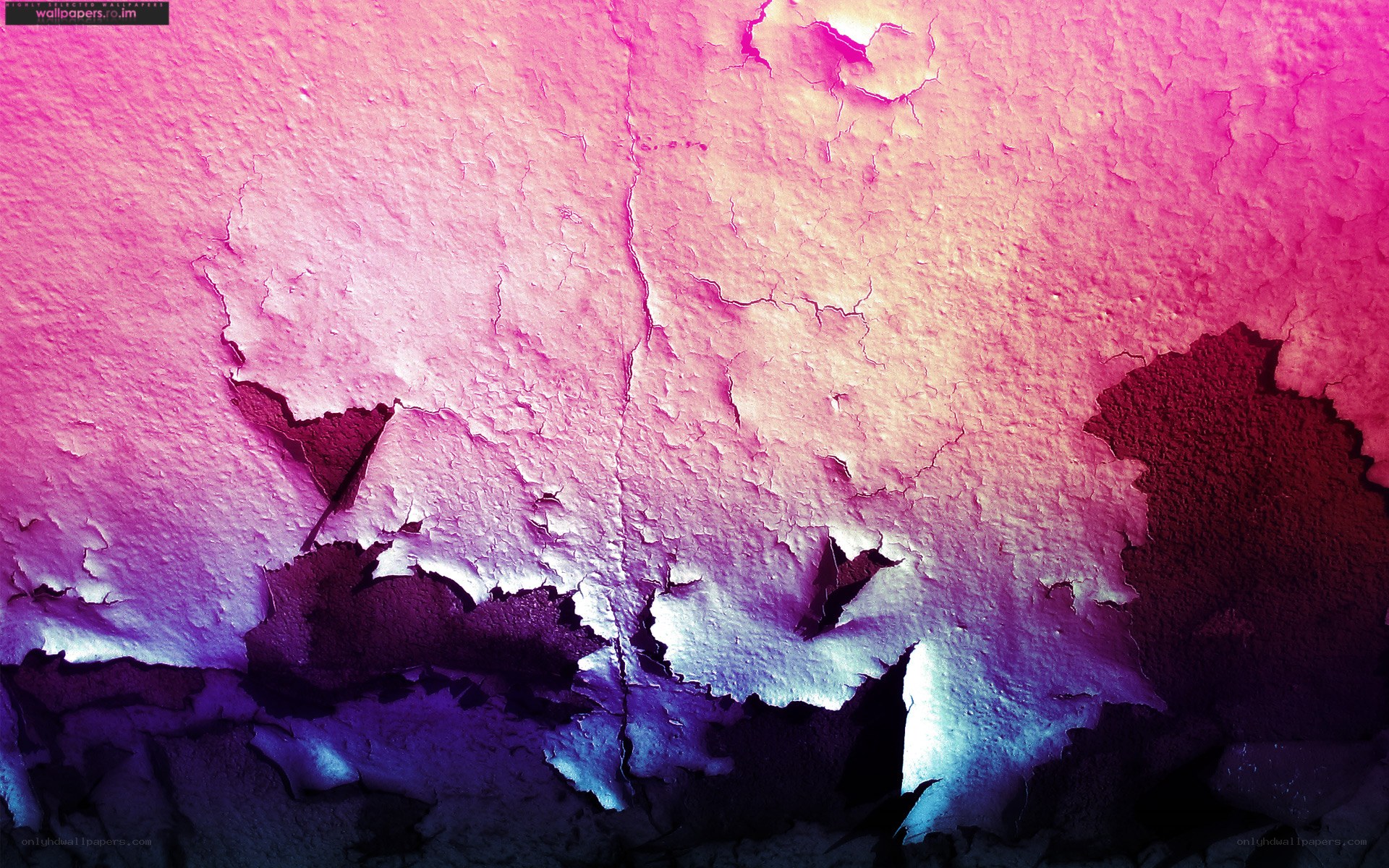 cracked pink and purple wall