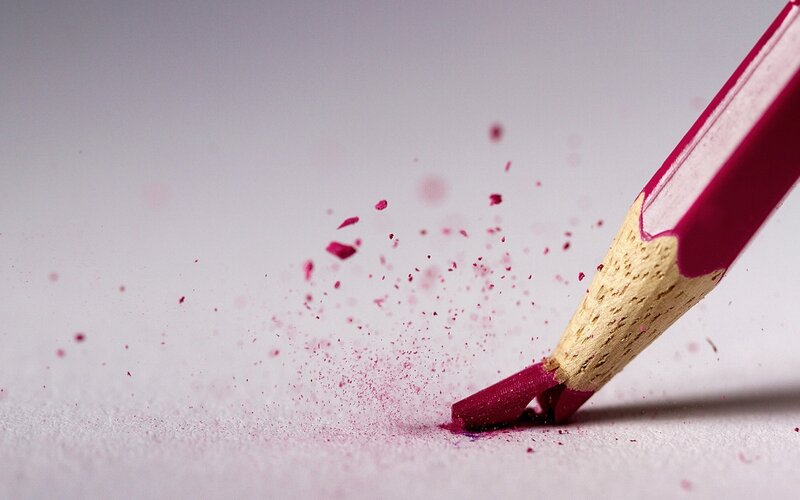 cracked pink pencil tip