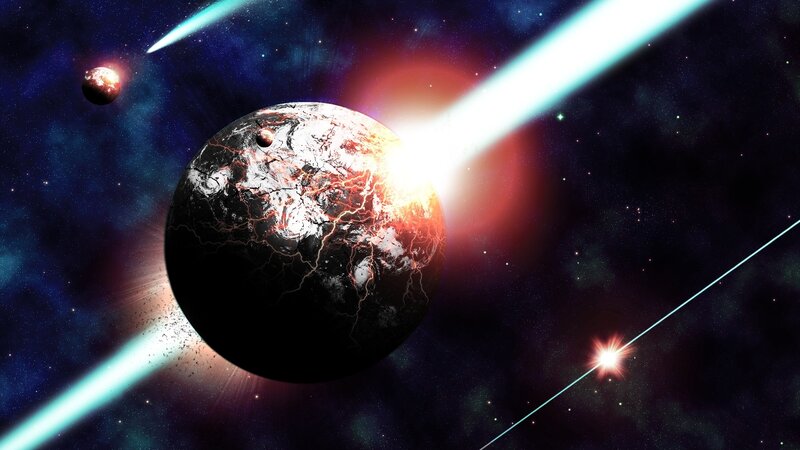 Cracked Planet in Space — Black