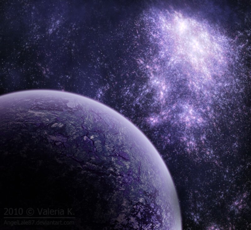 Cracked Planet in Space — Purple