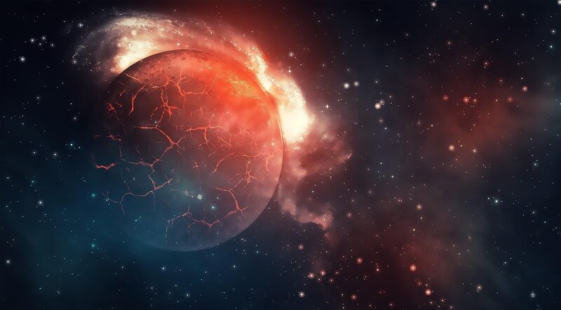 cracked planet in space