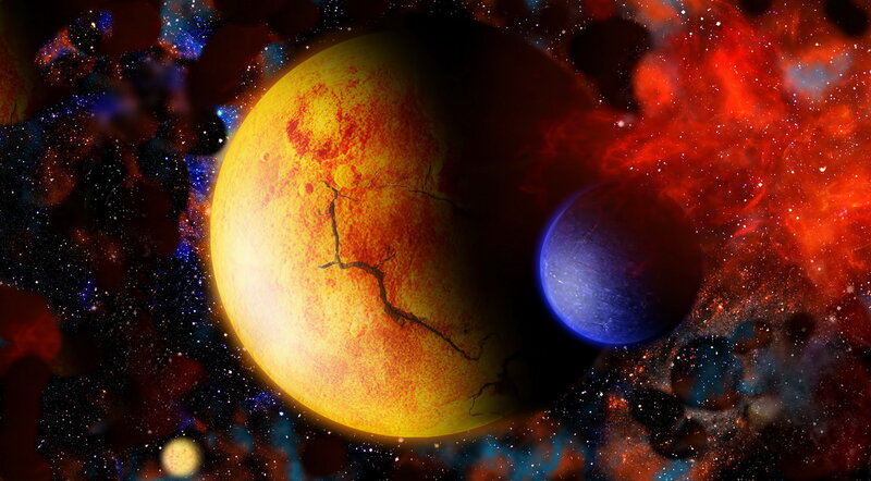Cracked Planet in Space — Yellow