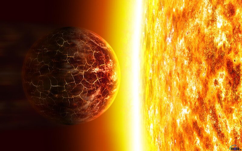 Cracked Planet Near Star — Orange