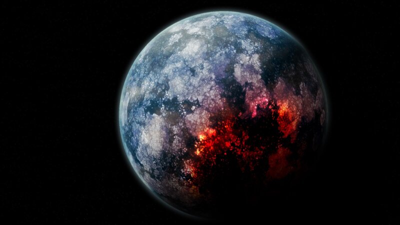 Cracked Planet Surface — Blue