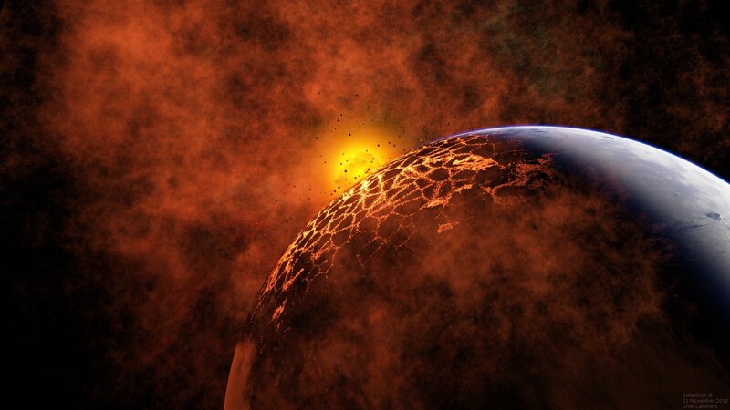 Cracked Planet Surface — Orange