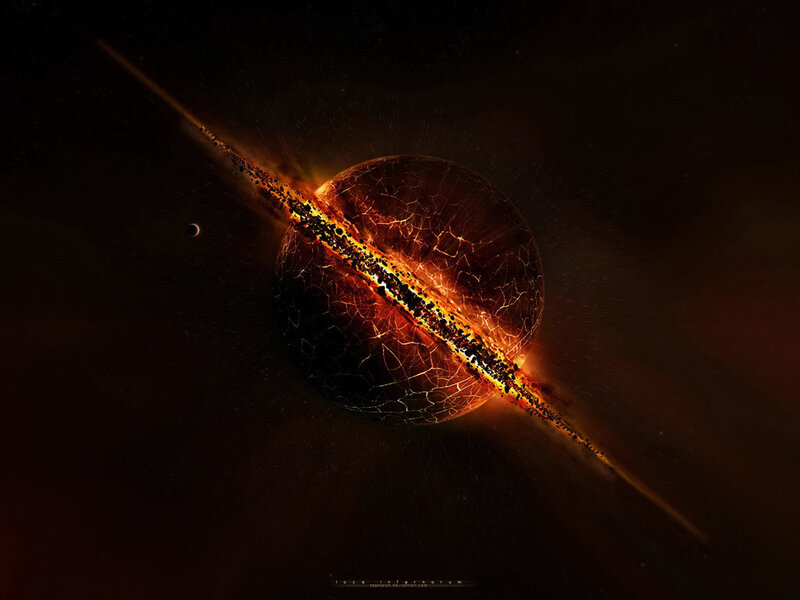 Cracked Planet with Debris