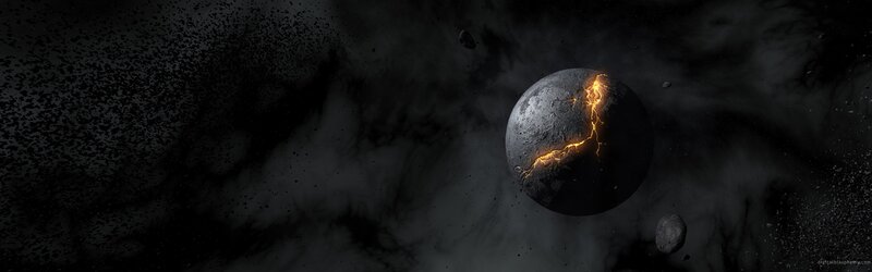 Cracked Planet with Lava — Black, Dramatic, Night