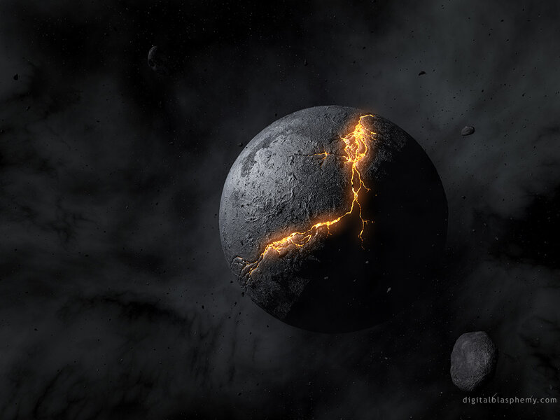Cracked Planet with Lava — Black