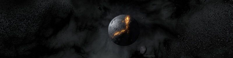 cracked planet with lava crack