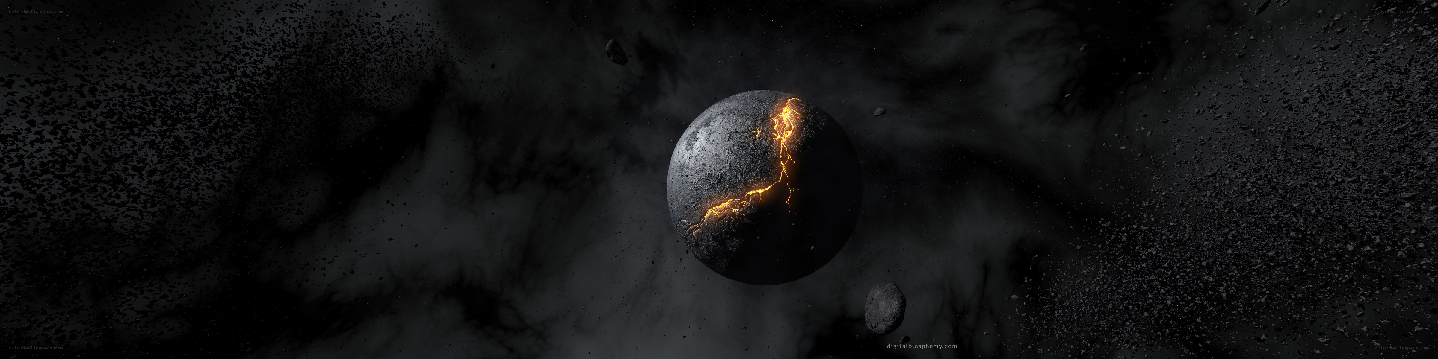 cracked planet with lava crack