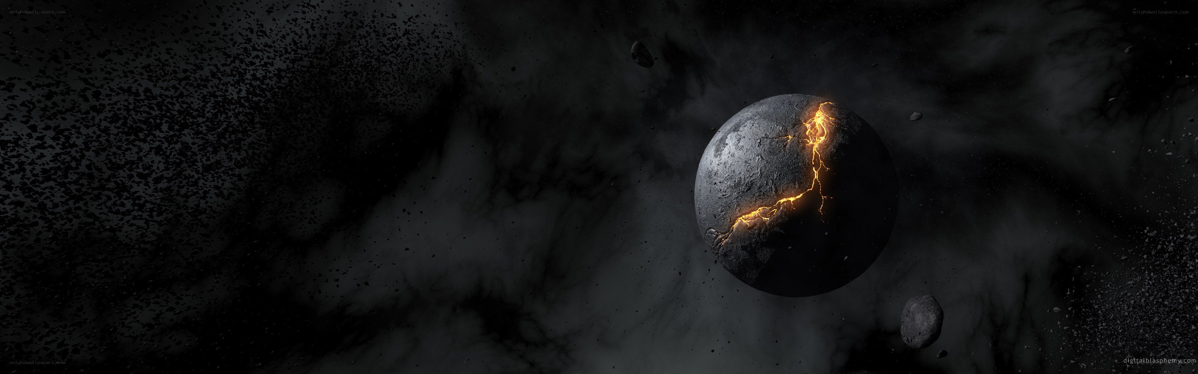 cracked planet with lava crack