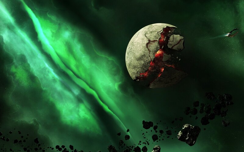 Cracked Planet with Lava — Green