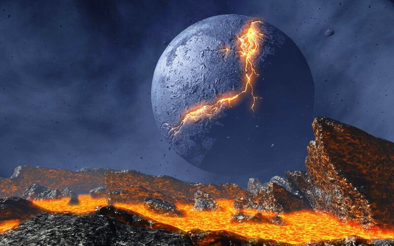 Cracked Planet with Lava — Orange