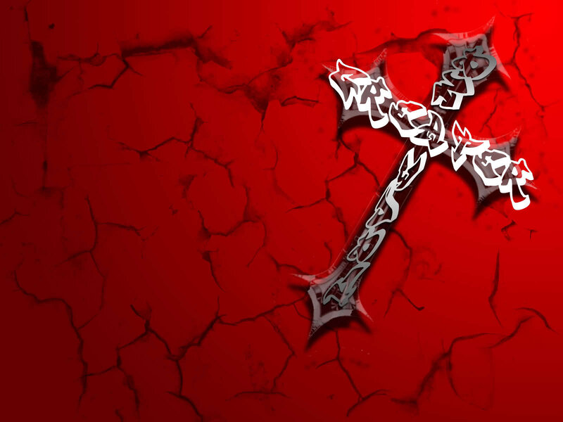 cracked red background with cross