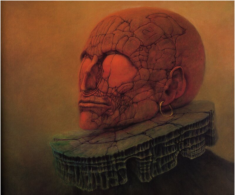 Cracked Red Head Sculpture
