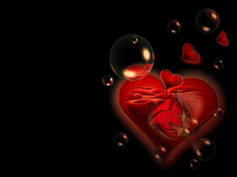 Cracked Red Heart — Dramatic, Digital Art, Bubbles, Hearts