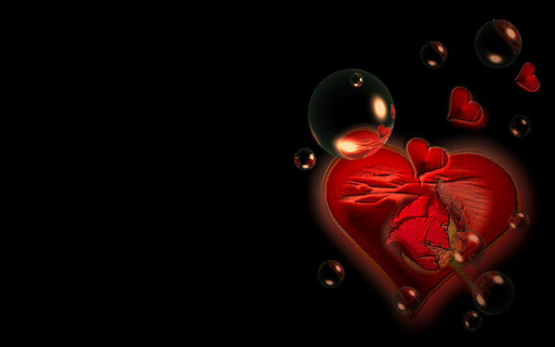 Cracked Red Heart — Dramatic, Digital Art, Bubbles