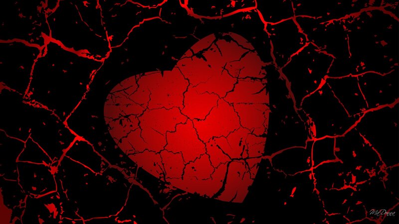 Cracked Red Heart — Dramatic, Digital Art, Cracks