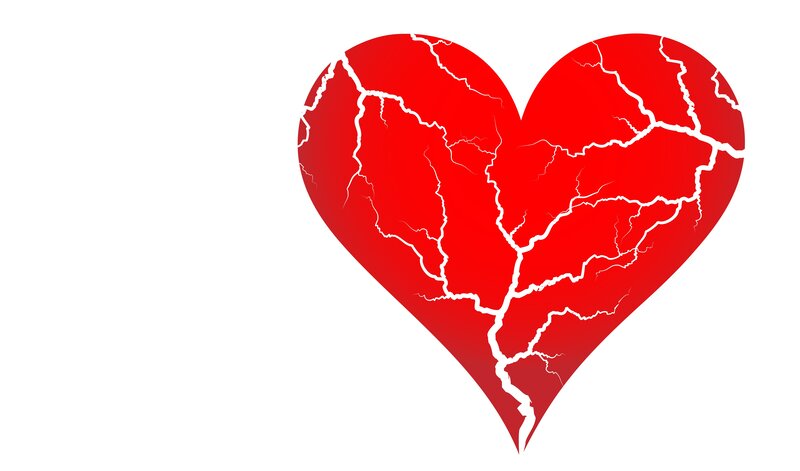 Cracked Red Heart — Dramatic, Vector Art