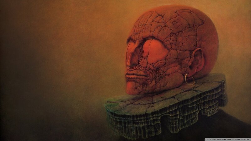Cracked Red Skull Sculpture