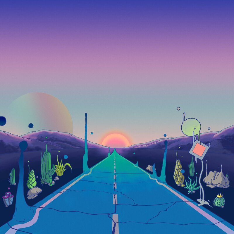 Cracked Road in Desert — Blue, Dreamy